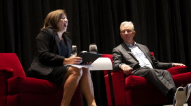 Connecticut Department of Housing Commissioner Seila Mosquera-Bruno with Gov. Ned Lamont discussing ways to address the state's housing crisis at the "Reimagining Housing in Connecticut" conference hosted by the Department of Housing at the Convention Center in Hartford, Connecticut November 02, 2023.
