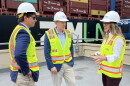 EPA Administrator Lee Zeldin (center) talks with S.C. Ports Authority Board Member Thomas Limehouse and ice President of Strategy and Analytics, Mary Beth Richardson at the Wando Welch Terminal in Mount Pleasant on Oct. 3, 2026.