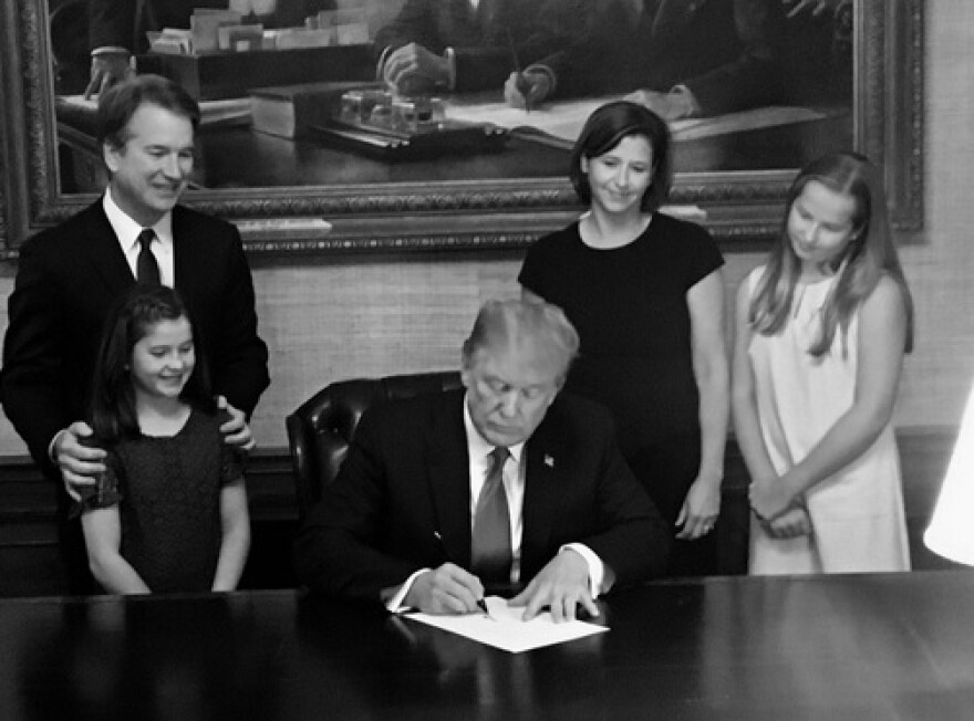 President Trump chose Judge Brett Kavanaugh (far left) as his U.S. Supreme Court nominee to replace Justice Anthony Kennedy, July 9, 2018. But, that decision is causing some mixed feelings.