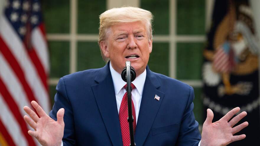 President Trump speaks during a coronavirus task force press briefing on March 29.