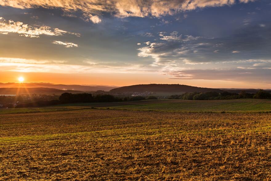 Image of a sun setting on a 