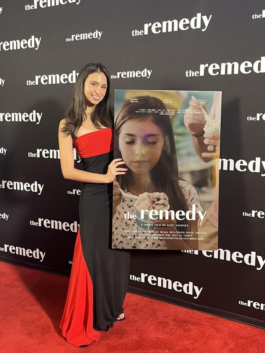 Sophia Brook on the red carpet at Regal Cinema Belltower at the premiere of her independent film 'The Remedy'