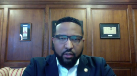 Indiana Sen. Eddie Melton (D-Gary) speaks on a web conference about worker safety.