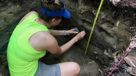  Alanna Lecher is collecting samples from a shell midden excavation at South Inlet Park in Boca Raton. 