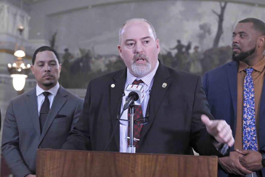 State Rep. Adrian Plank, D-Columbia, speaks during a news conference March 6, 2025, in the House Press Gallery. Among his bills prefiled for the 2026 legislative session, Plank has proposed creating a statewide agriculture education program.