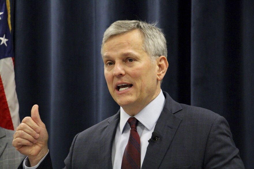 North Carolina Attorney General Josh Stein speaks about crime prevention and public safety measures at a news conference Monday, May 1, 2023, at the Department of Justice building in Raleigh, N.C. (AP Photo/Hannah Schoenbaum)