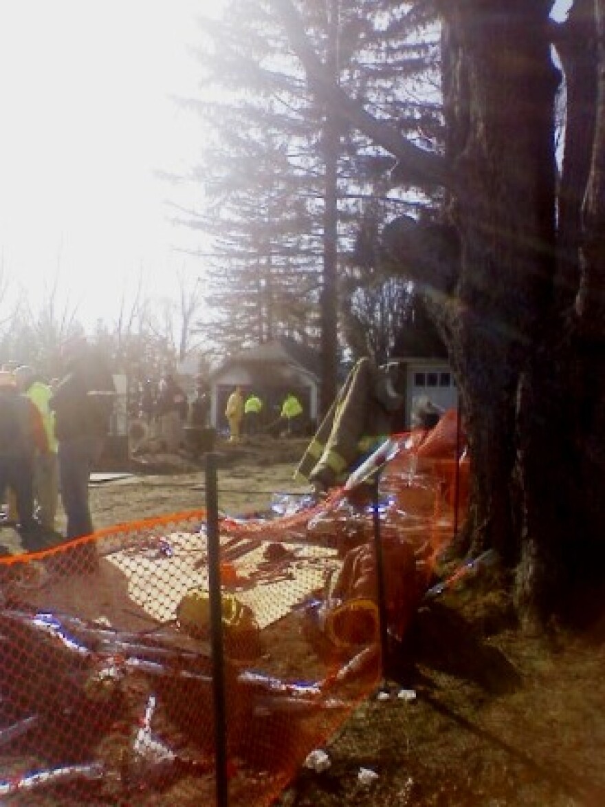 Aftermath of Flight 3407 crash site in Clarence Center