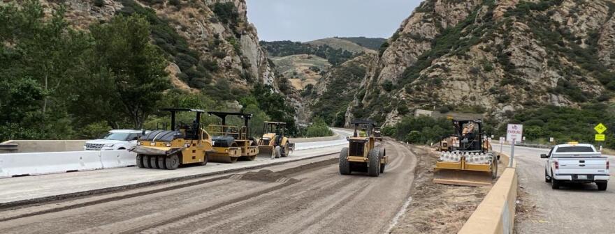 Crews have turned the center median of a section of Highway 101 in Santa Barbara County into a traffic lane, to allow reconstruction of the primary lanes.