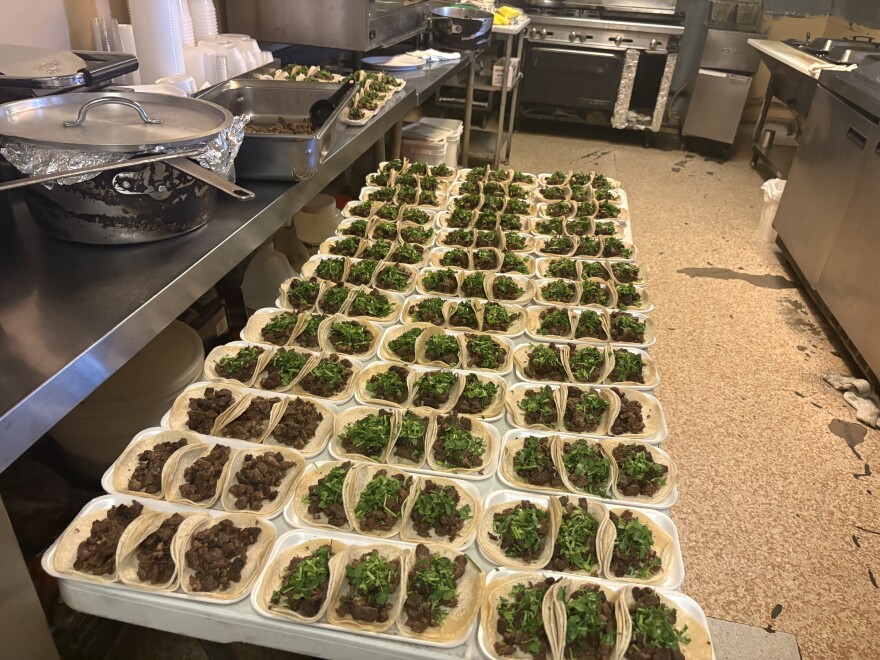 Dozens of orders of asada tacos are prepared on Tuesday, July 14, 2026, at the “El Vecino” restaurant in Avenal, Calif.