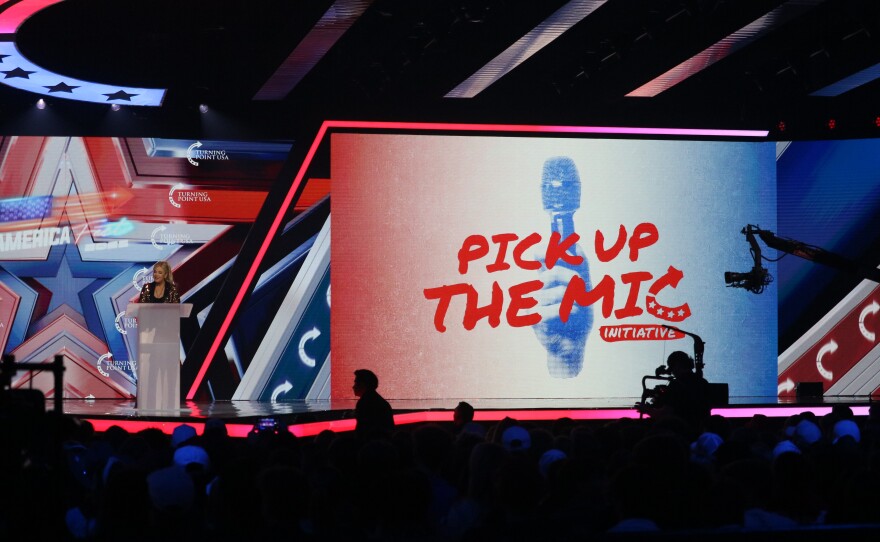  Erika Kirk at Turning Point's AmericaFest in downtown Phoenix on Thursday, Dec. 19, 2025. 