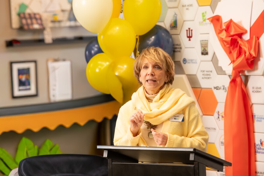 Patti Hayes, CEO of WindSwell Foundation announces the organization's name change on Tuesday. It was formerly known as the AWS Foundation.