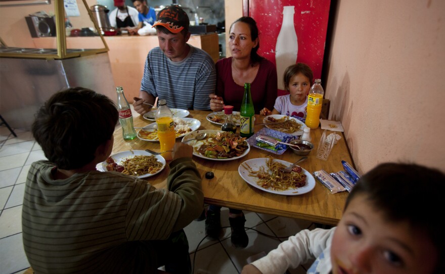 The Ball family eats at Miguel Angel Luna's Chinese restaurant "El Pandita Asiatico Express," in Palomas, Mexico.