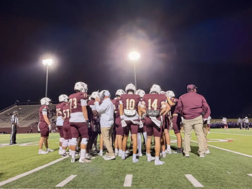 The Deer Park High School Football team huddles on the field during their homecoming game. October 16, 2026.