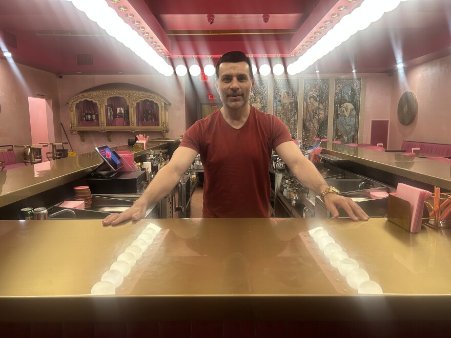 Farhan Sheikh stands within the bar area of the Laila Lounge right before the final weekend of extended bar hours.
