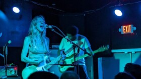 Alicia Bognanno (left) and Nick Byrd on stage at X-Ray Arcade