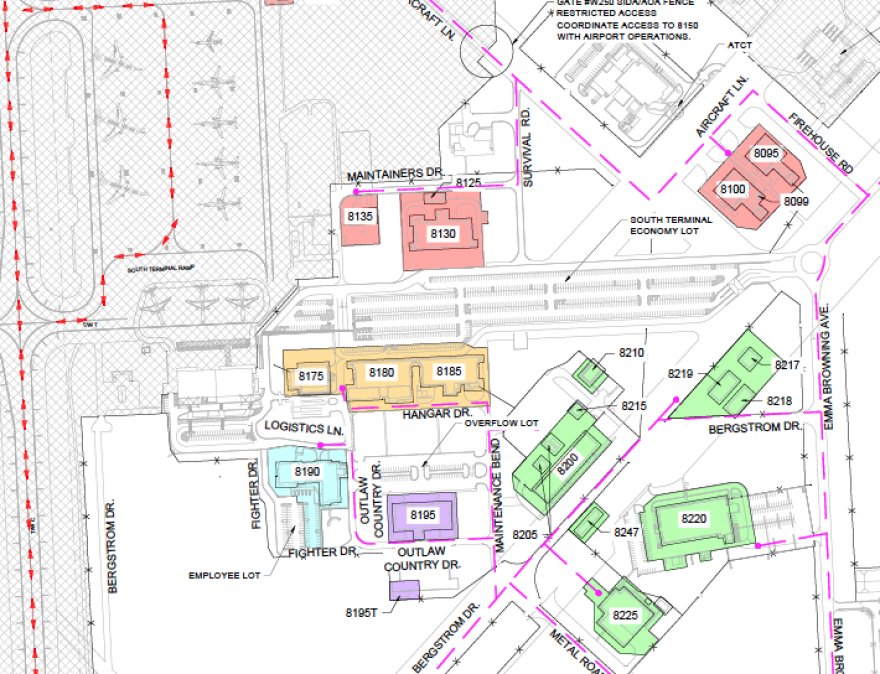 A drawing showing some of the buildings near the South Terminal that the city wants demolished.