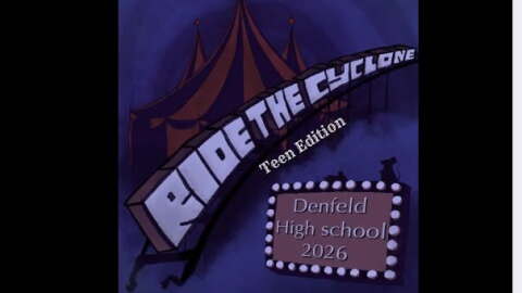 Dark illustration of a circus tent with "Ride the Cyclone" written diagonally across