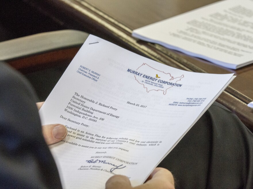 A photo obtained by The Associated Press shows the cover sheet of a confidential "action plan" brought by Robert Murray, of Murray Energy, to a meeting at the Department of Energy headquarters in Washington, D.C.