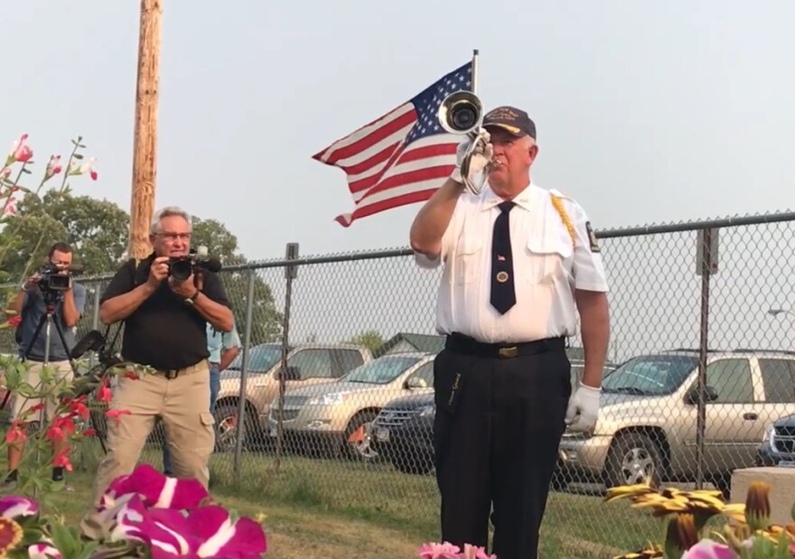Brainerd Dispatch photographer Steve Kohls takes photos and video of an August 2021 ceremony for a monument commemorating the Bataan Death March at the Crow Wing County Fairgrounds in rural Brainerd.