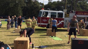 A part of the 129-box workout. (Alexis Geffin/WUFT News)