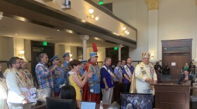 Thomas Aguillon, Rey Feo LXXII kicks off Fiesta Tuesday morning at Bexar County Commissioners Court.