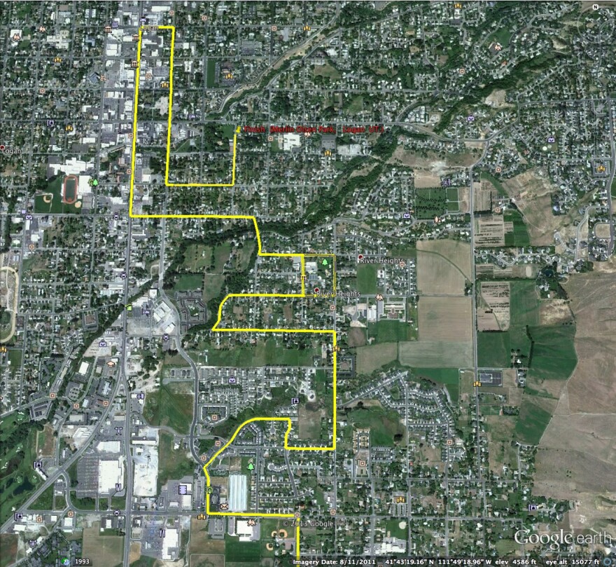 Route that runners in the of the Top of Utah Marathon will take through downtown Logan. Some streets will be closed to traffic during the race.