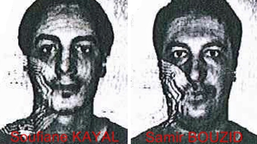 Using fake identity cards, Laachroui Najim posed as Soufiane Kayal (left), and Mohamed Belkaid posed as Samir Bouzid when they worked with arrested terrorism suspect Salah Abdeslam, police in Belgium say. They're seen here in handout photos from the Belgian police that were released on Dec. 4.