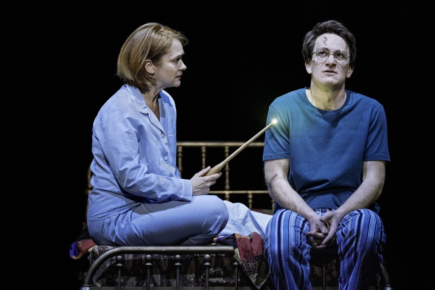 Jamie Parker plays Harry Potter, and Poppy Miller plays his wife, Ginny, in <em>Harry Potter and the Cursed Child</em>.