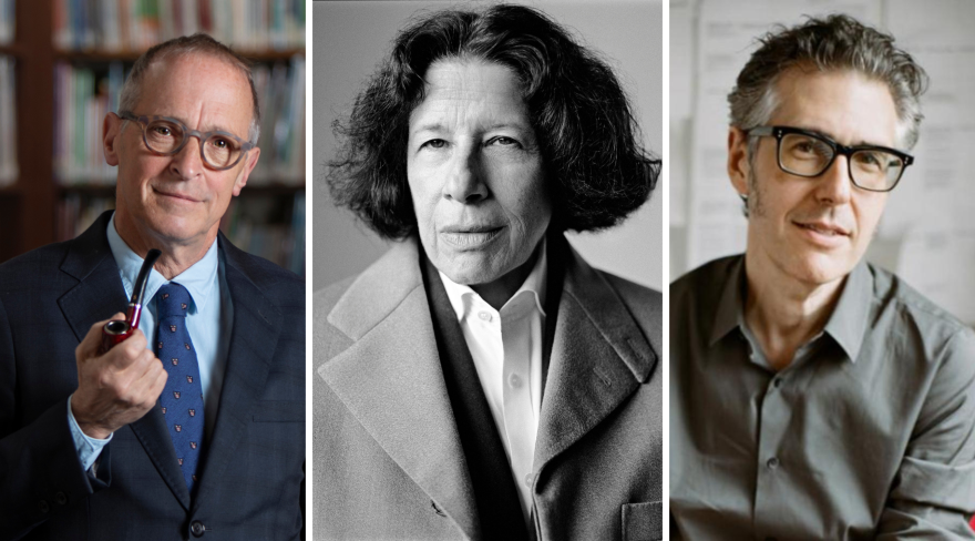 Headshots of David Sedaris, Fran Lebowitz and Ira Glass.