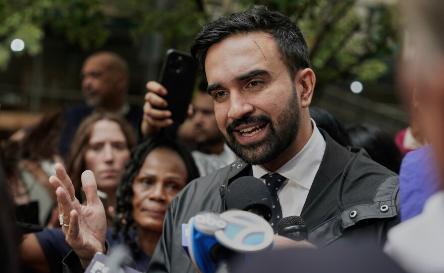 New York mayoral candidate Zohran Mamdani speaks at a rally in New York in this Aug. 20, 2025, file photo.
