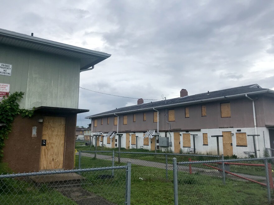 Most of the units in the sprawling McBride housing project on Cairo's south side are now boarded up. The remaining families have until the end of June to move.