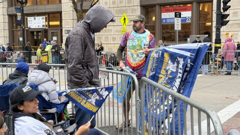 Preparation for Brewers celebratory parade