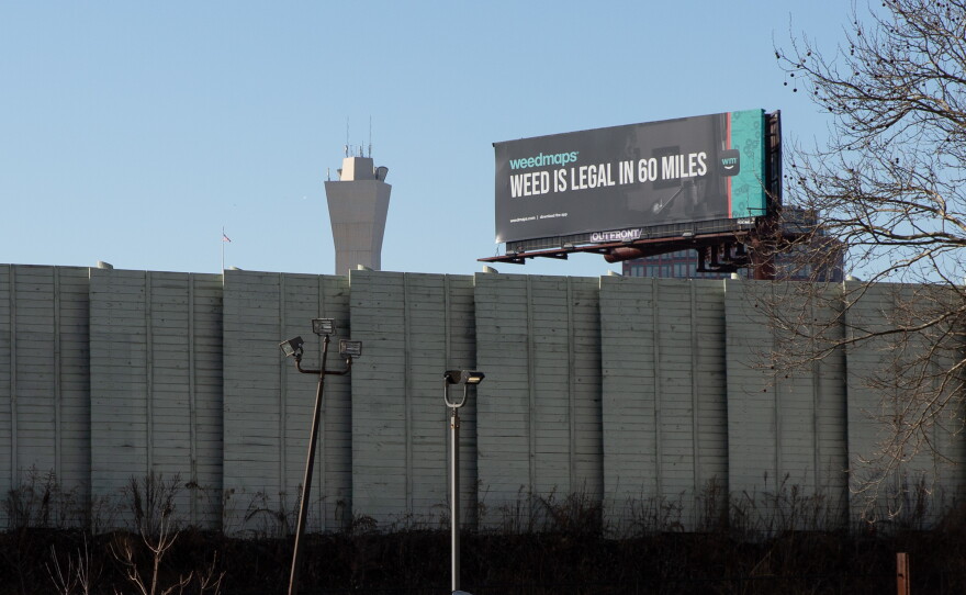 Weedmaps had this message put up on I-91 in New Haven on January 23. It's a reminder to Connecticut residents that marijuana is available for purchase in Massachusetts.