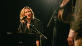 "World Cafe" host Raina Douris conducts an interview. (Courtesy of Paige Walter)