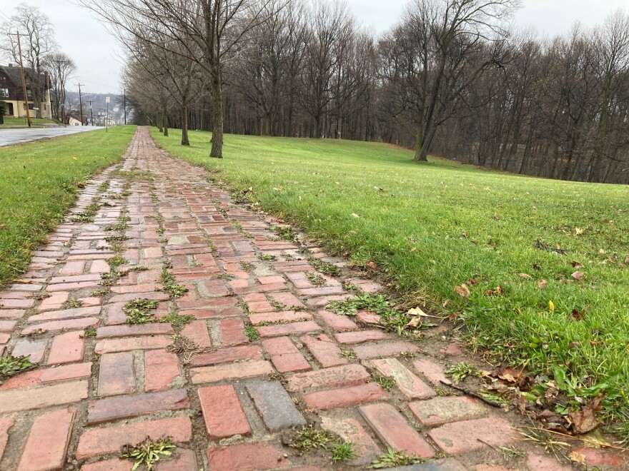 Thornden Park is known for its brick walkways. This one is along Ostrom Ave.