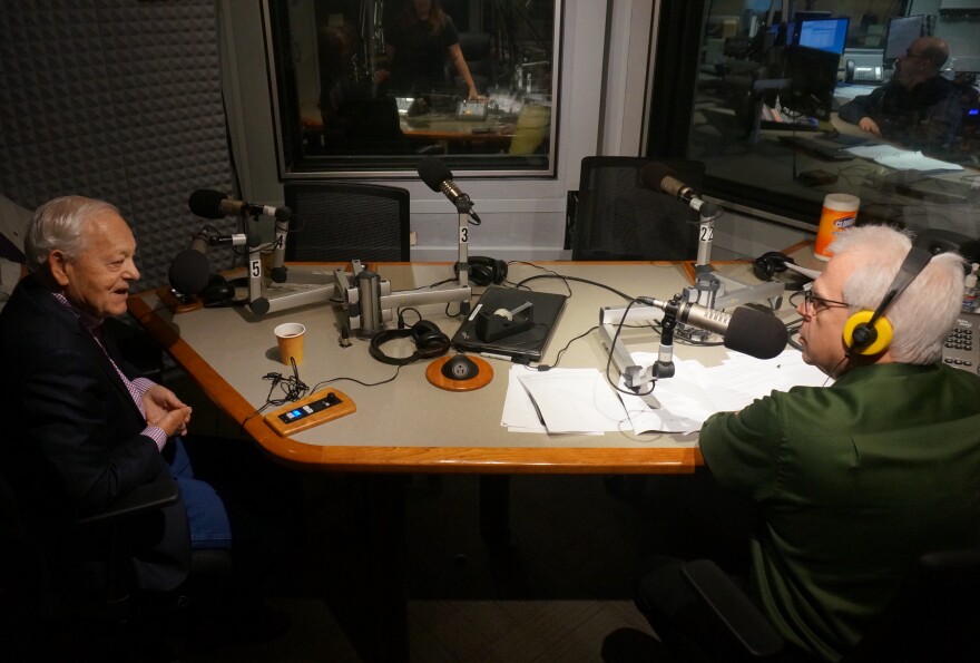 Bob Schieffer and Brian Shields Friday at WAMC's studios.