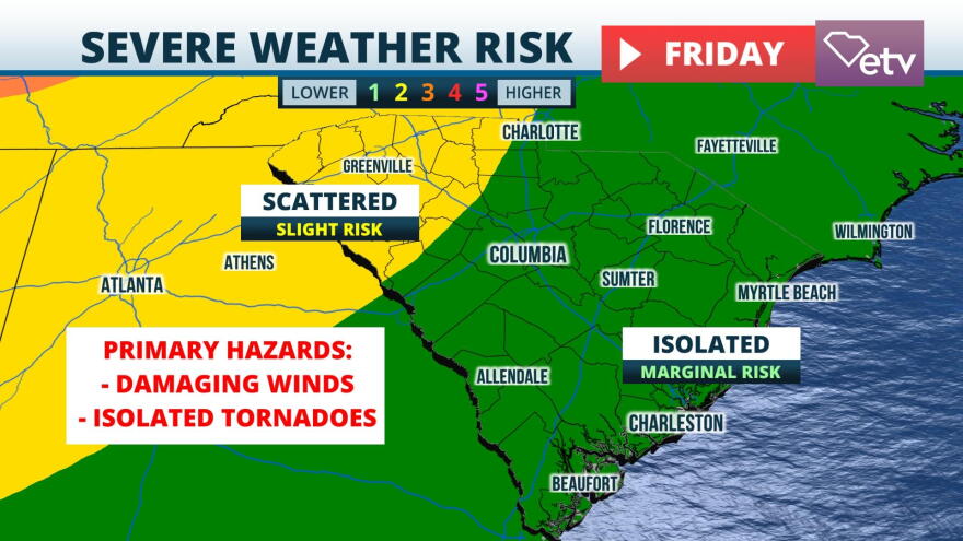 Severe storms are possible across the state Friday