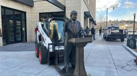 The statue installation finishes