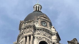 The Old Courthouse clock in Downtown Evansville, Oct. 30, 2026