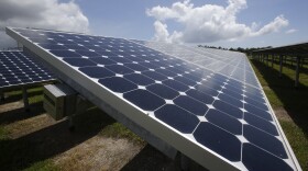 Solar panels gather sunlight at the Space Coast Next Generation Solar Center in Merritt Island, FL. 