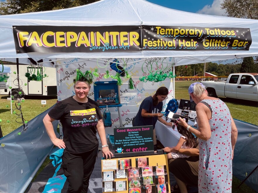 Jennifer L. Davis was one of close to 50 vendors at Fyffe UFO Days. She owns and manages JennyBean Art, a local business known for its face and body art, murals, pet portraits and canvas parties. At this year’s festival, Davis offered face painting and glitter tattoos to visitors.