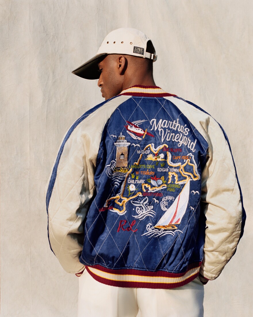 The Oak Bluffs Souvenir Jacket is made in the style of "senior jackets" or
