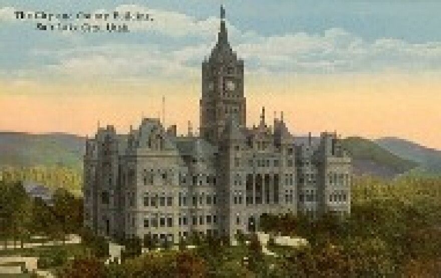 The cornerstone for the Salt Lake City and County Building was laid in 1892. It is crowned with a statue of Columbia - a female personification of America.