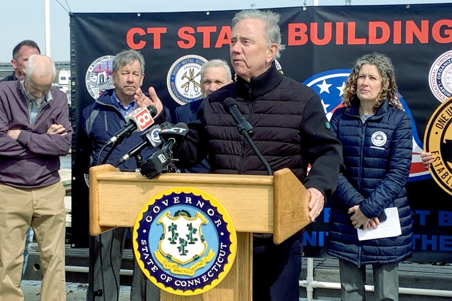 Governor Ned Lamont speaks at a press conference about Revolution Wind in New London on March 26, 2025. “This was pretty tricky going back over the last year. It was on again, off again, on again, off again with the federal government,” Lamont said. “We weren't always sure we'd be able to get this over the finish line.”