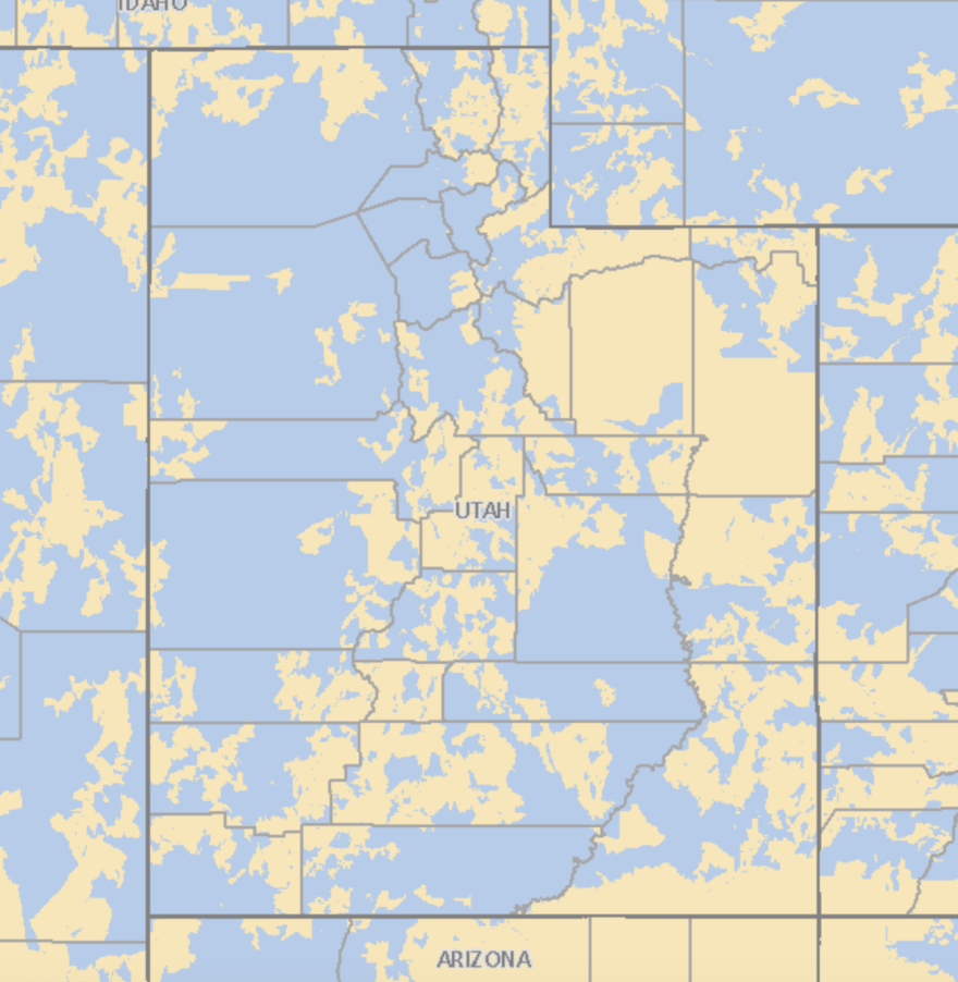 Map of the areas in Utah