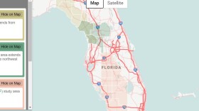 Map of three proposed toll roads across Florida. 