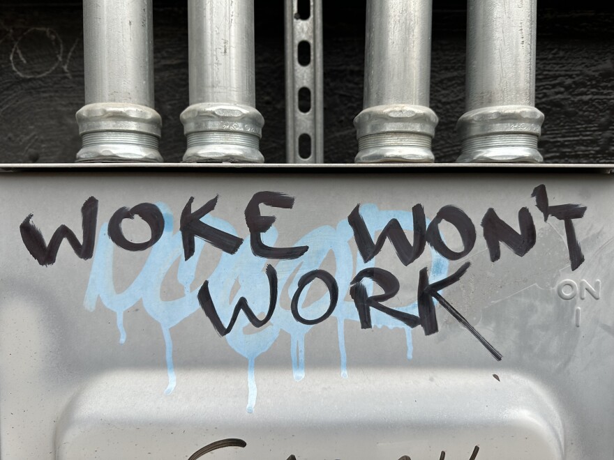 Graffiti near the University of Texas at Austin campus denounces "woke" agendas. But while hot-button social issues are getting attention from Texas GOP lawmakers, polling shows some of these policies don't necessarily line up with what constituents want.