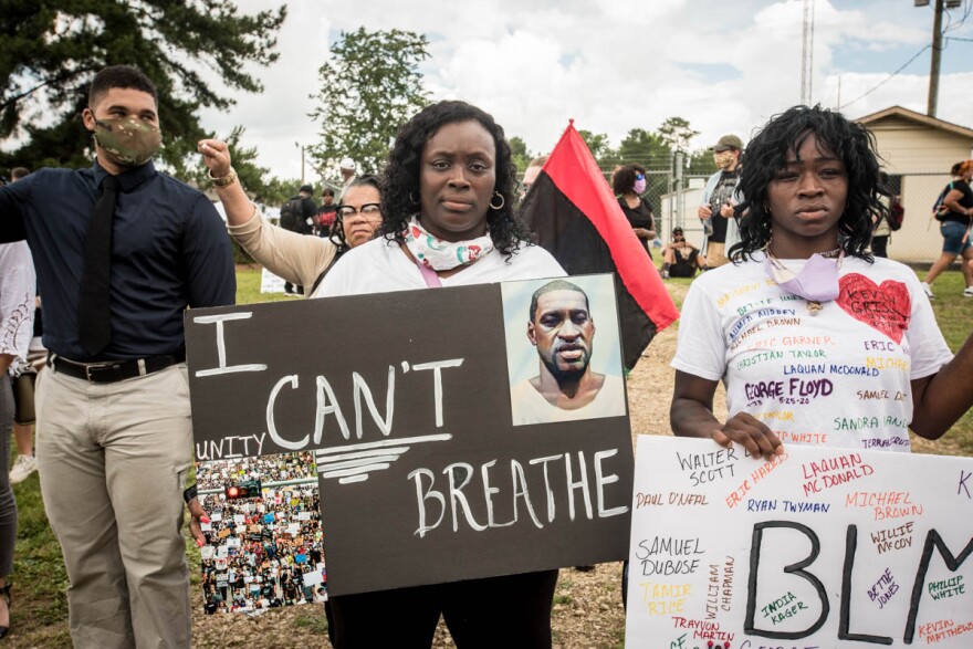 Mourners gathered for a public visitation at the Cape Fear Conference B Headquarters of the United American Free Will Baptist Denomination in Raeford, N.C. to honor George Floyd. 