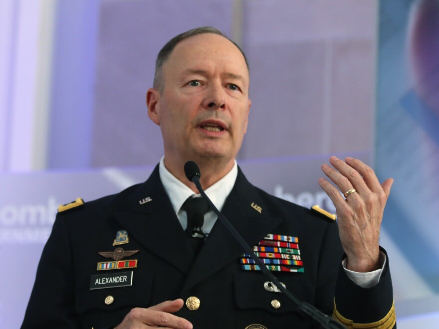 U.S. Army Gen. Keith Alexander, director of the National Security Agency and commander of U.S. Cyber Command, speaks during a conference at the Ronald Reagan Building, in October.