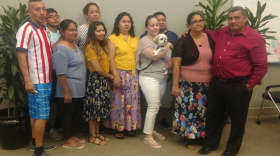 Samuel Oliver-Bruno (left) with other sanctuary leaders at a summit last summer in Durham. 